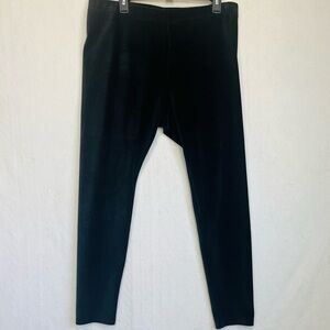 J. Jill Black Ribbed Velvet Ankle Leggings Sz L Pull On Waist Soft Stretchy